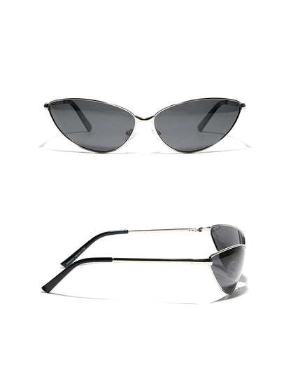 Triangular Cat-Eye Sunglasses — Black triangular sunglasses shown from back