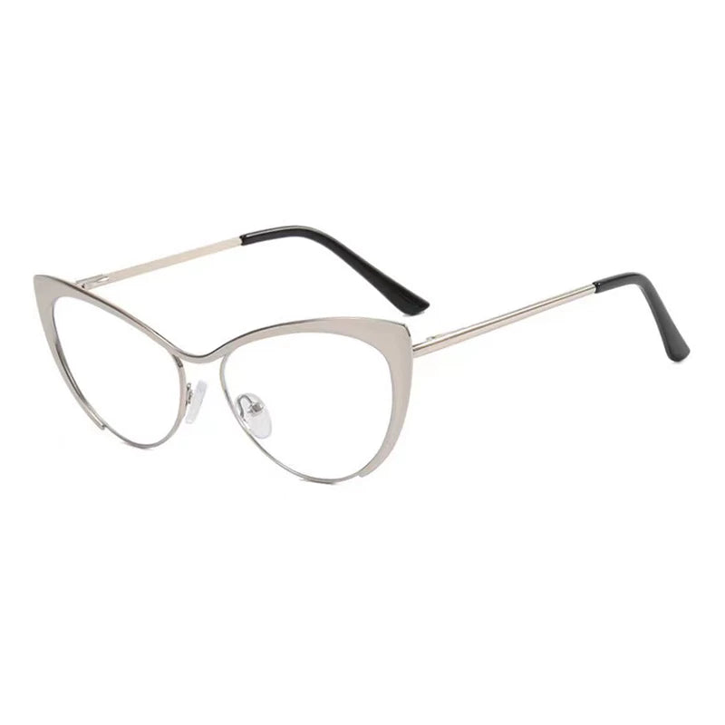 Triangular Metal Glasses — Silver-tone triangular frame with clear lenses