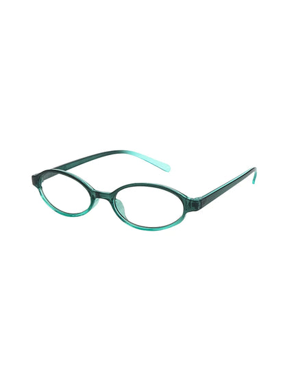 Two-Tone Oval Clear-Lens Glasses — Green two-tone oval frame with clear lenses