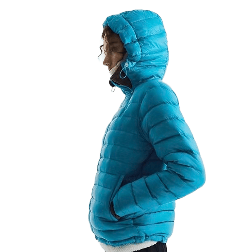 Men's women's bright blue puffer jacket - ultra light down hooded winter coat for cold weather