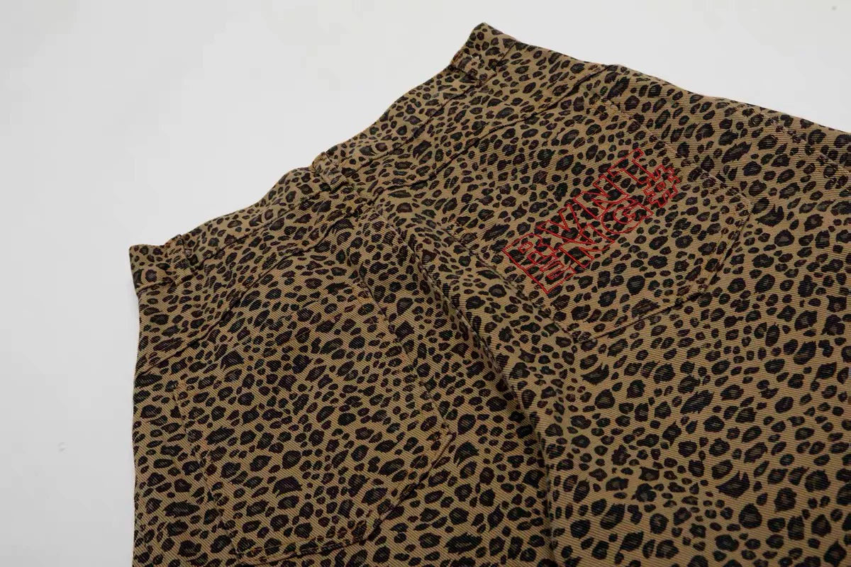 Unisex Leopard Print Statement Wide-Leg Scimitar Pants