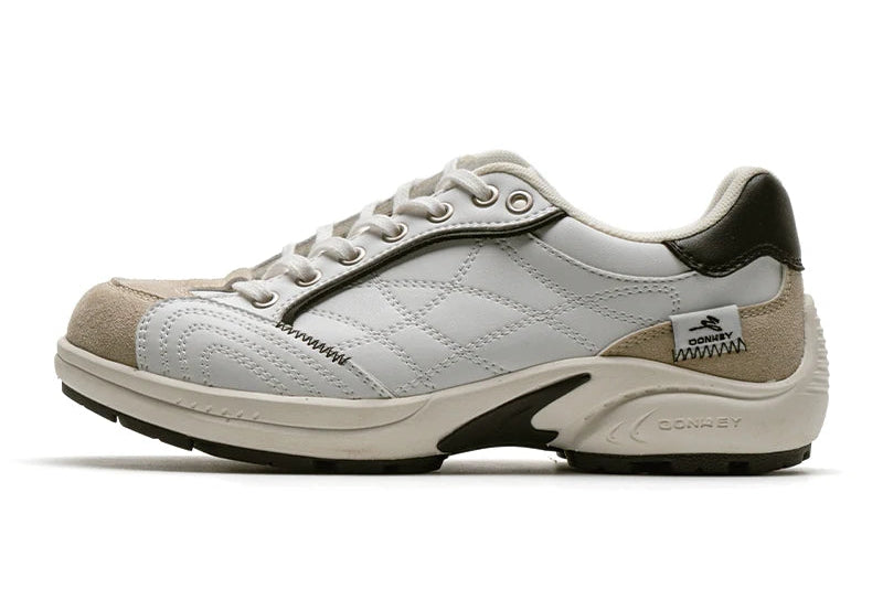 Unisex Retro Racing-Style Sneakers — white sneaker, side view
