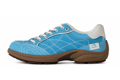 Unisex Retro Racing-Style Sneakers — blue sneaker, side view