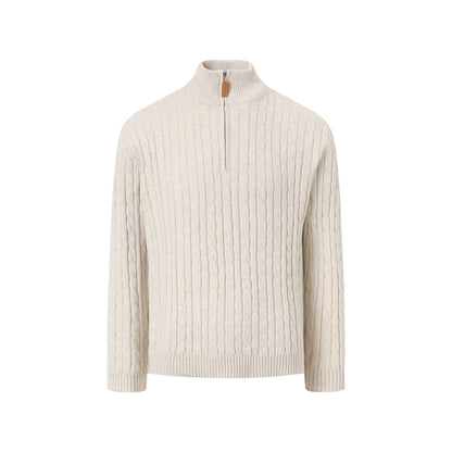Unisex Vintage Cable-Knit Half-Zip Sweater