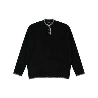 Unisex Vintage Henley Knit Sweater