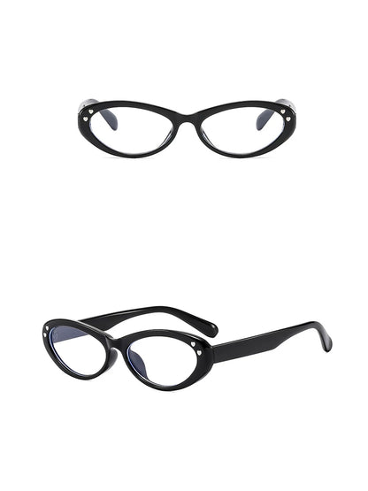 Black Upswept Cat-Eye Clear-Lens Glasses