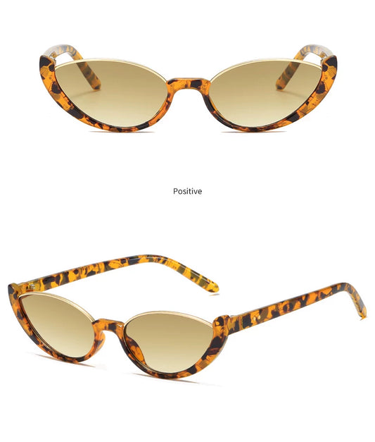 Leopard-Print Frame / Brown Lenses Upswept Cat-Eye Tinted Sunglasses