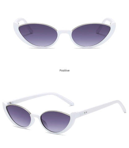 White Frame / Purple Lenses Upswept Cat-Eye Tinted Sunglasses