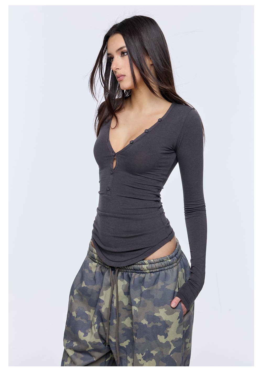 V-Neck Knit Base Layer Tee