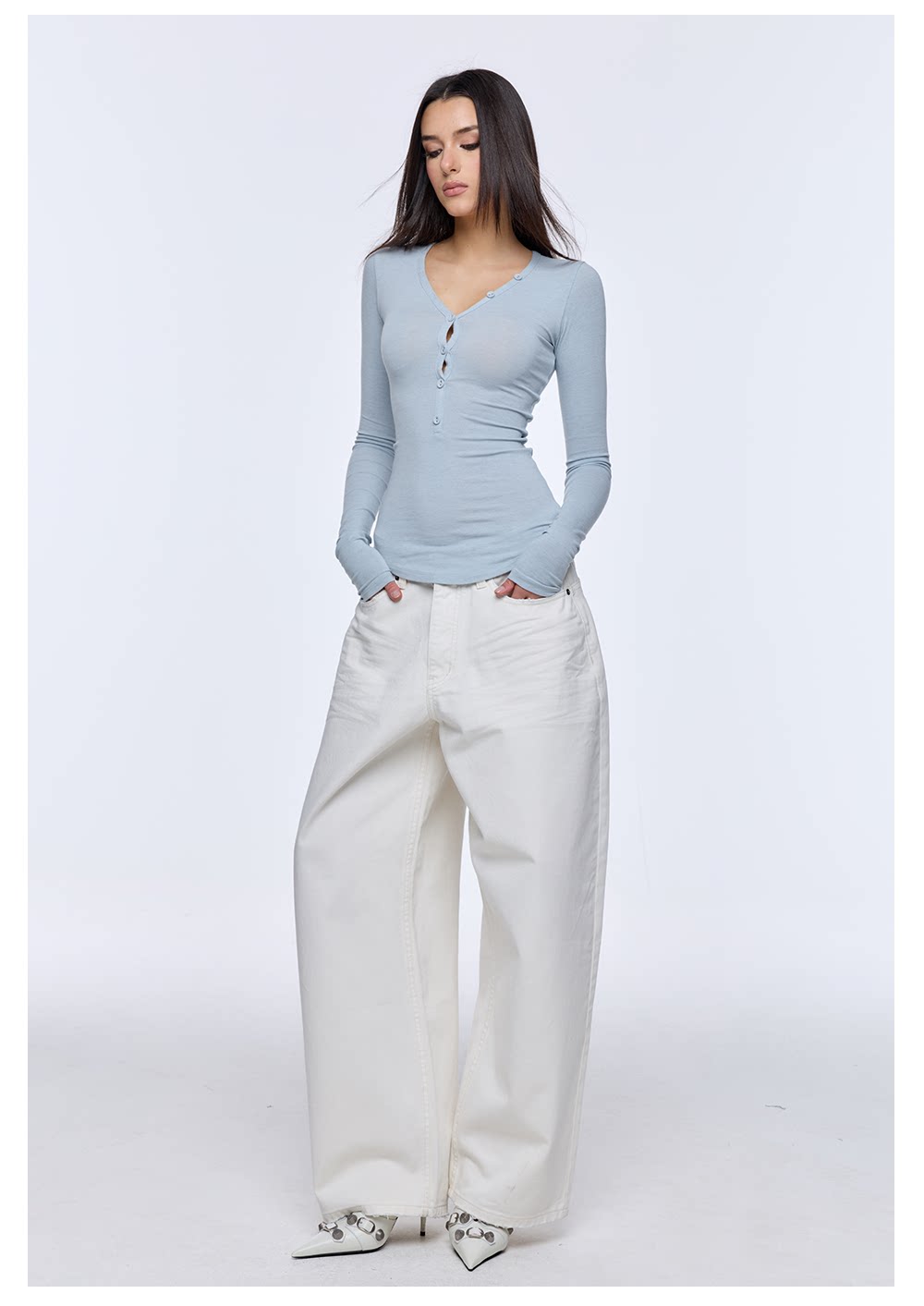 V-Neck Knit Base Layer Tee