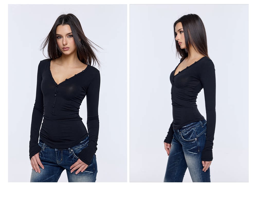 V-Neck Knit Base Layer Tee