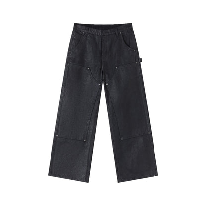 Vintage Camo Cargo Pants & Matte Coated Denim Jeans