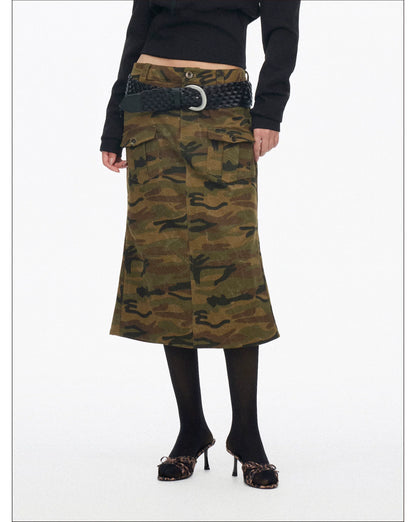 Vintage Camo Midi Skirt