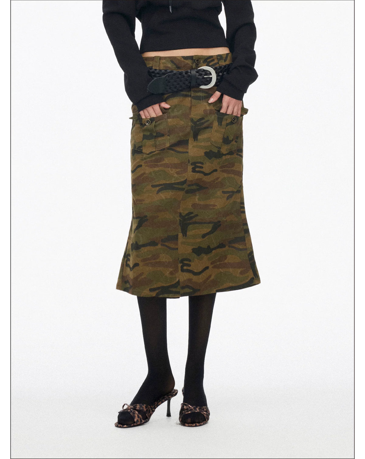 Vintage Camo Midi Skirt