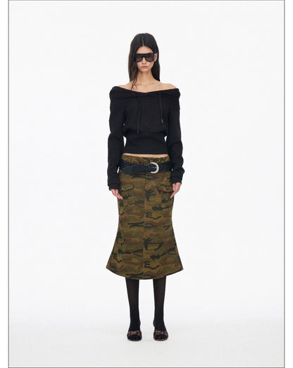 Vintage Camo Midi Skirt