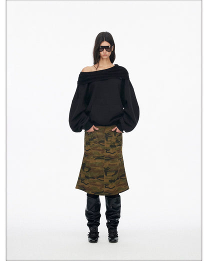Vintage Camo Midi Skirt