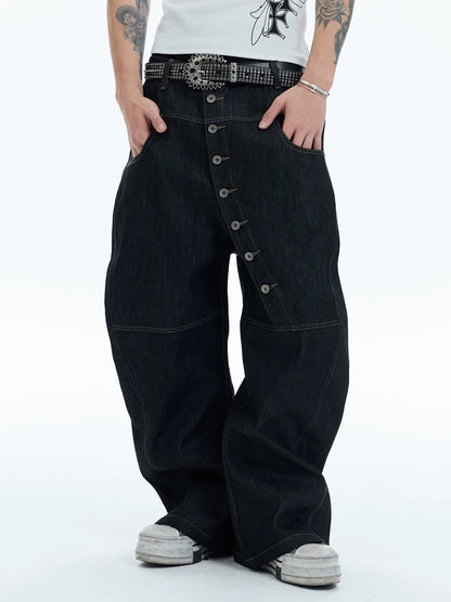 Vintage Raw Denim Button Fly Jeans