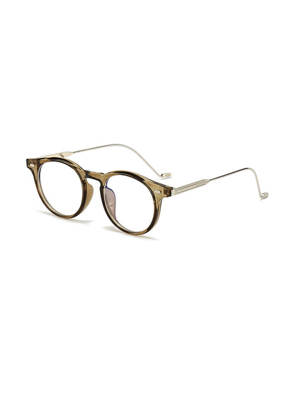 Lunettes rondes vintage à verres transparents — coloris marron