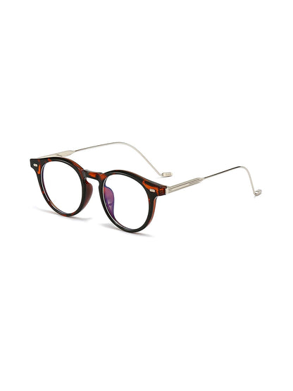 Lunettes rondes vintage à verres transparents — coloris marron