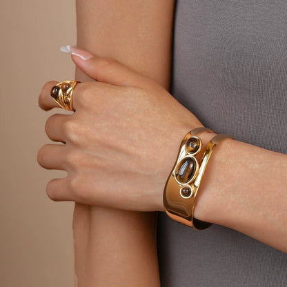 Vintage Tiger Eye Bracelet & Ring Set