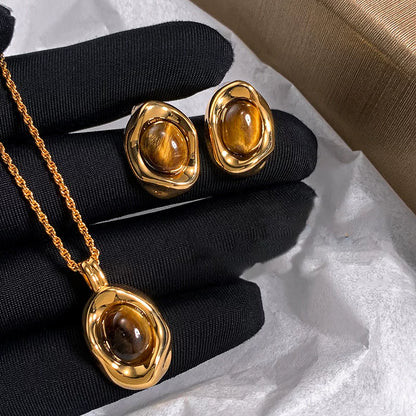Vintage Tiger Eye Bracelet & Ring Set