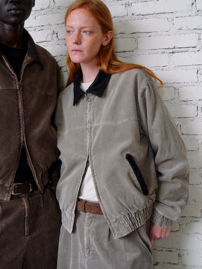 Western Faux-Leather Collar Corduroy Jacket - view 4