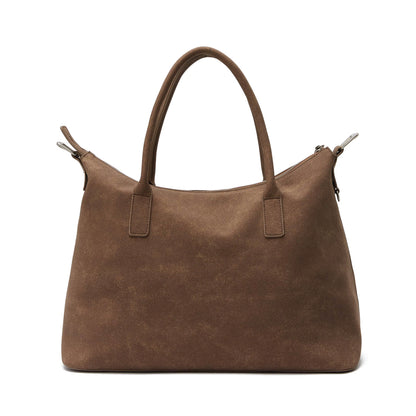 Washed Suede-Effect Strap Tote Bag