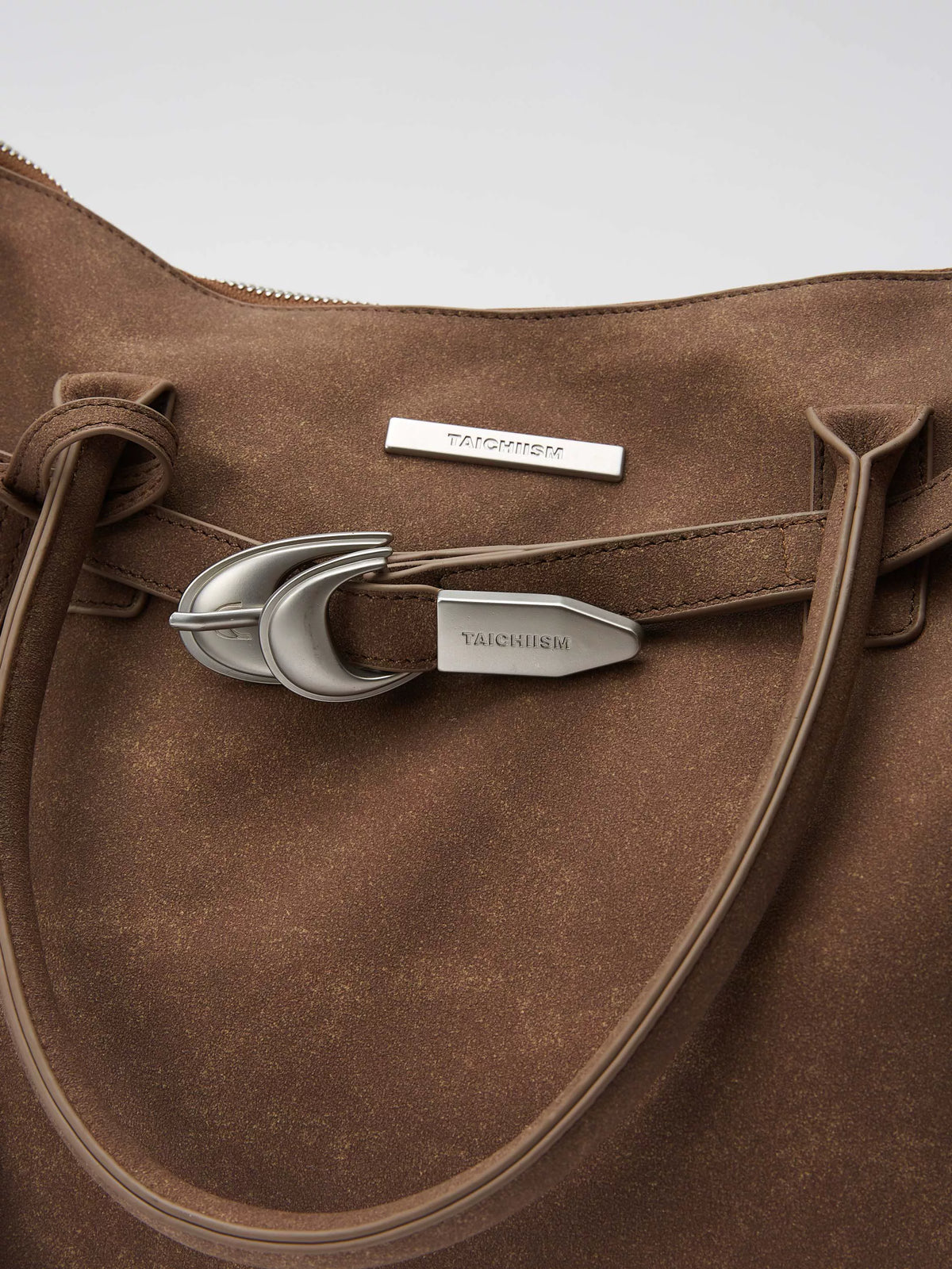 Washed Suede-Effect Strap Tote Bag