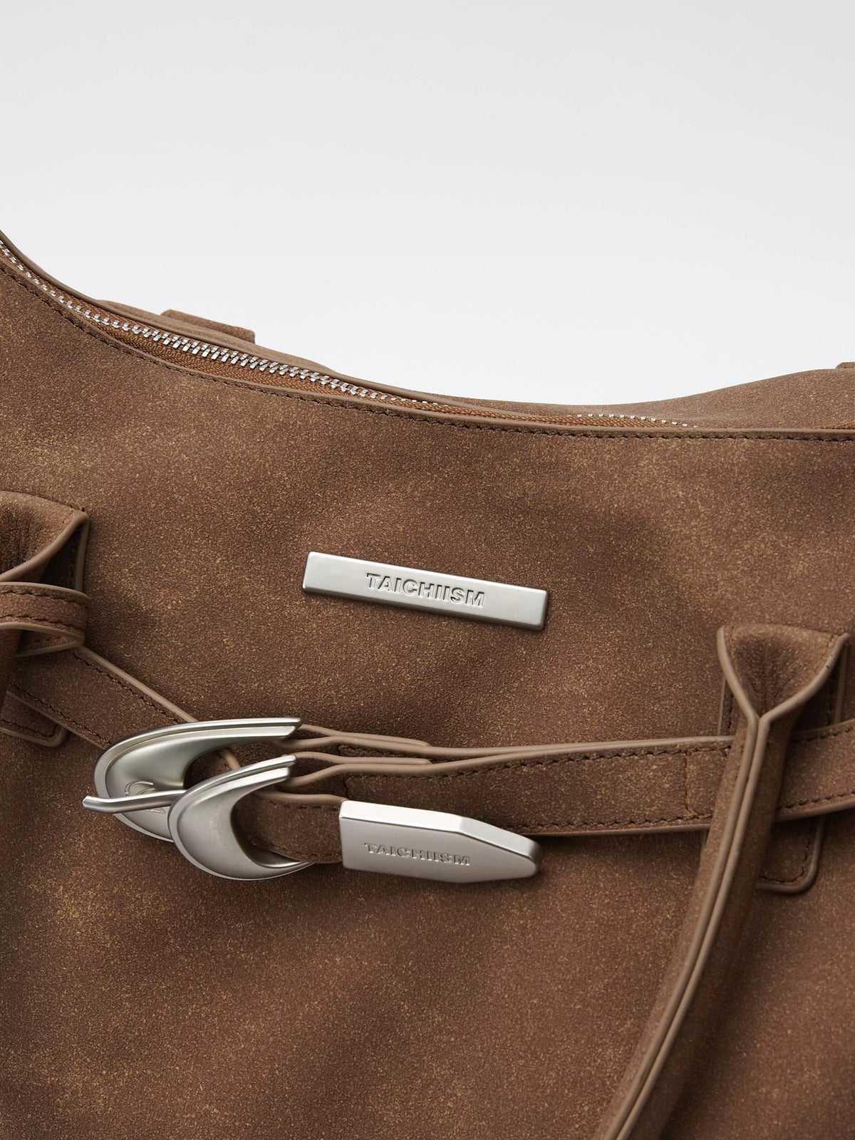 Washed Suede-Effect Strap Tote Bag
