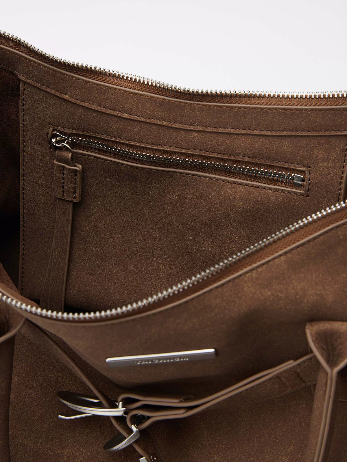 Washed Suede-Effect Strap Tote Bag