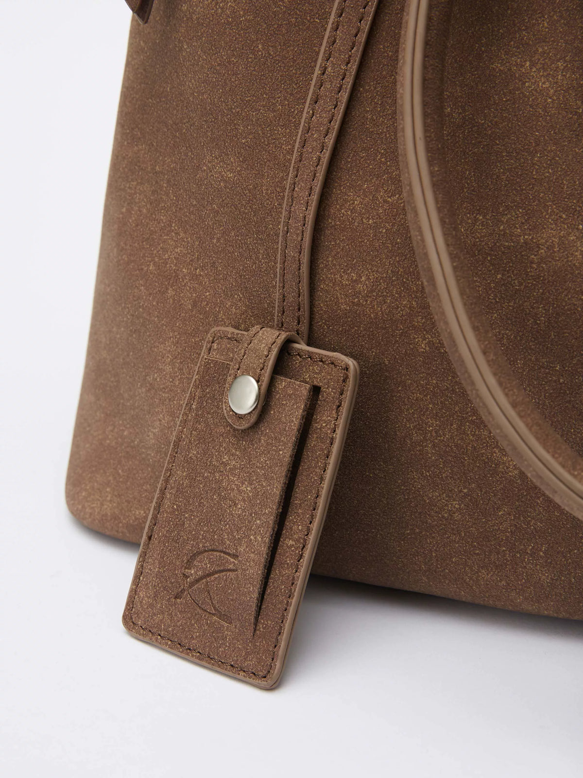 Washed Suede-Effect Strap Tote Bag