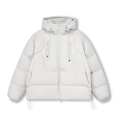Women's 3D short down jacket - Coconut white fashionable puffer with skirt urban winter street style