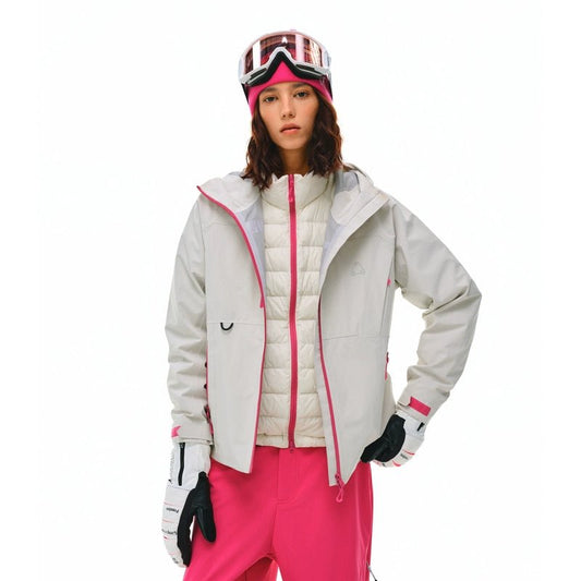Women's color block storm jacket outfit - 3 in 1 ski waterproof pants goggles winter