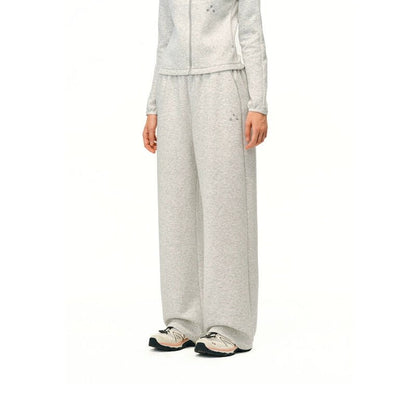 Women's  double layer air knit pants - wide leg relaxed fit with black zip jacket light cap athleisure