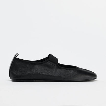 Women's Low-Heel Mary Jane Ballet Flats — black flat, side view