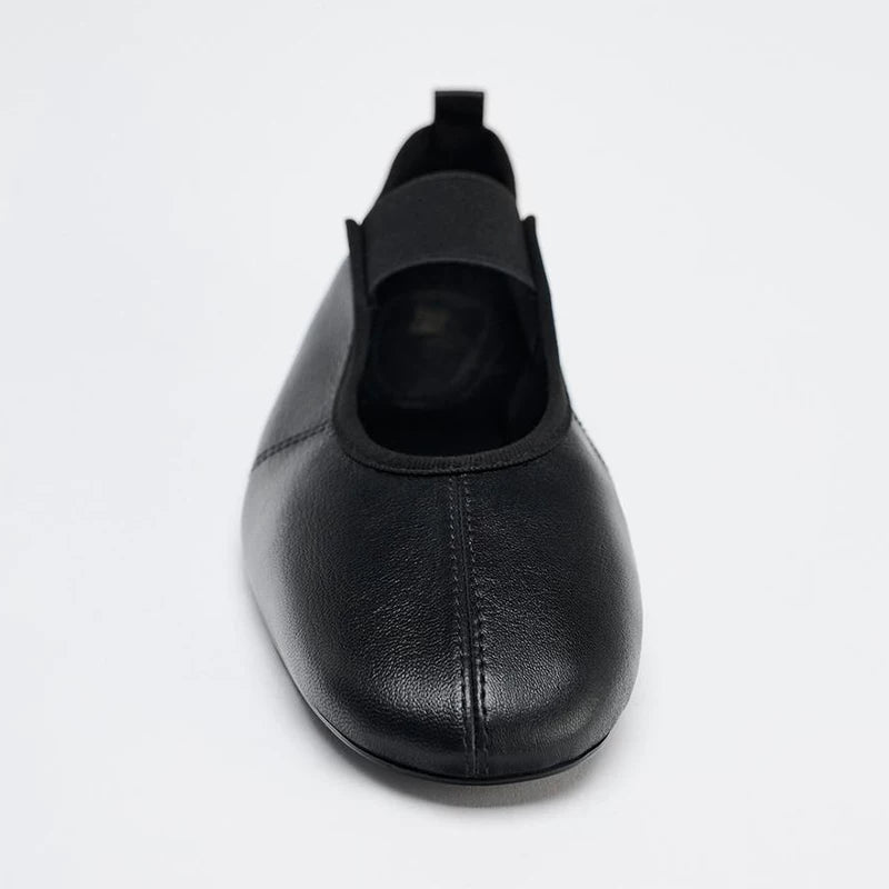 Women's Low-Heel Mary Jane Ballet Flats — black flat, front view