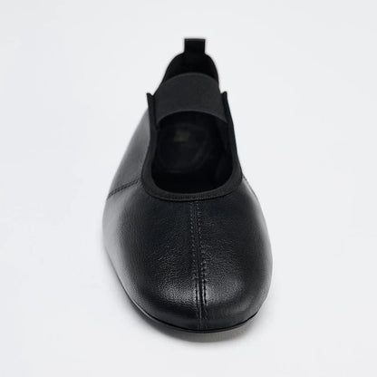Women's Low-Heel Mary Jane Ballet Flats — black flat, front view