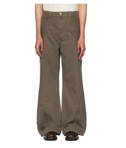Women's men's distressed flare pants brown - retro 70s vintage jeans wide leg bootcut trousers