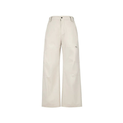 Women's men's outdoor water-repellent trousers -  Coconut whitewide leg high waist casual pants with button zip belt loops