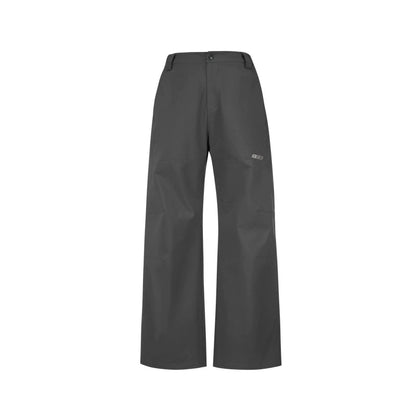 Women's men's outdoor water-repellent trousers -  Dark gray wide leg high waist casual pants with button zip belt loops