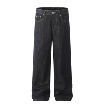 Women's men's vintage jeans - high waist wide leg raw denim dark blue selvedge five pocket classic
