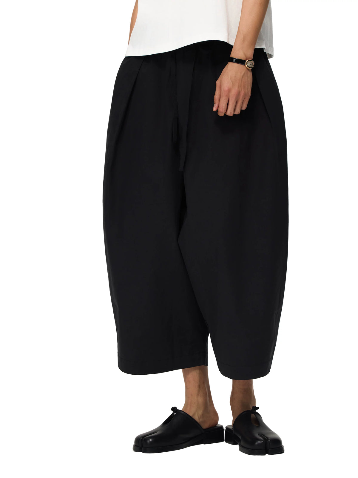 Women's Black Drawstring Balloon Wide Leg Pants