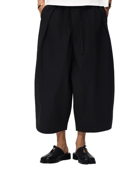 Women's Black Drawstring Balloon Wide Leg Pants