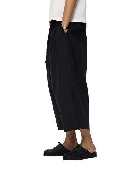 Women's Black Drawstring Balloon Wide Leg Pants