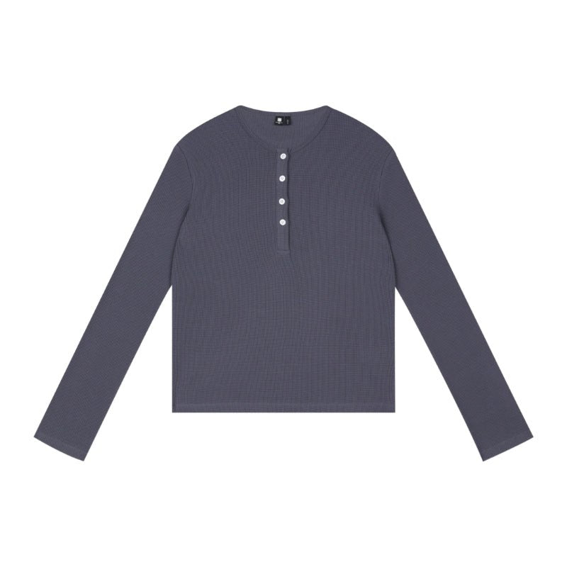 Slim Waffle-Knit Henley Shirt