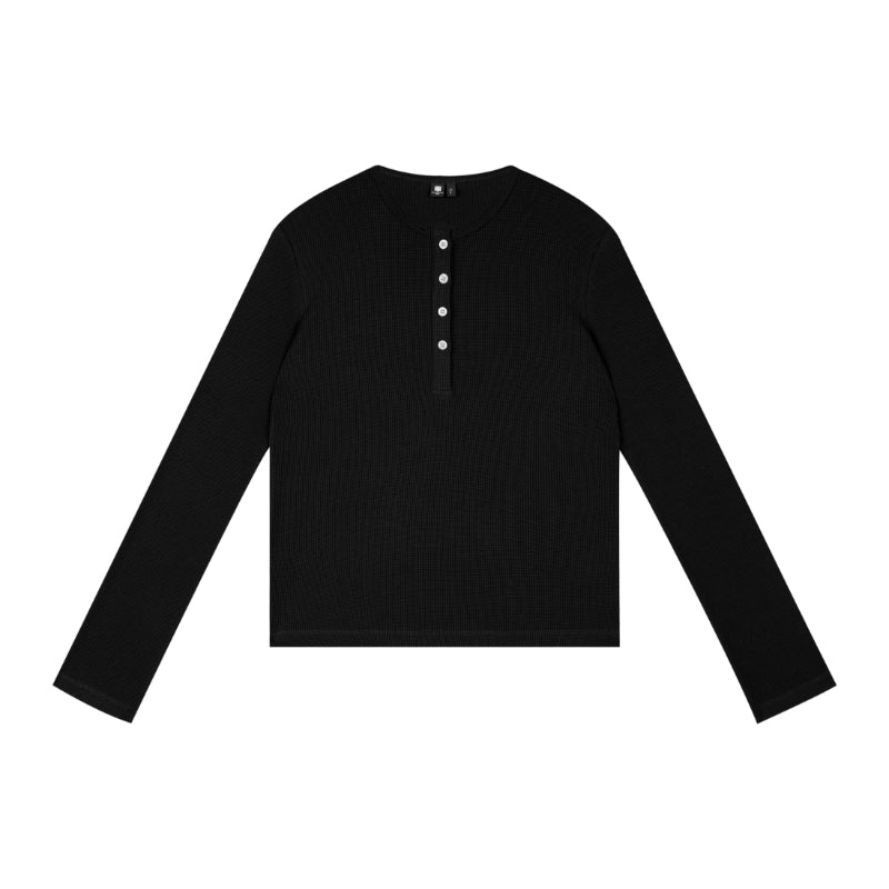 Slim Waffle-Knit Henley Shirt