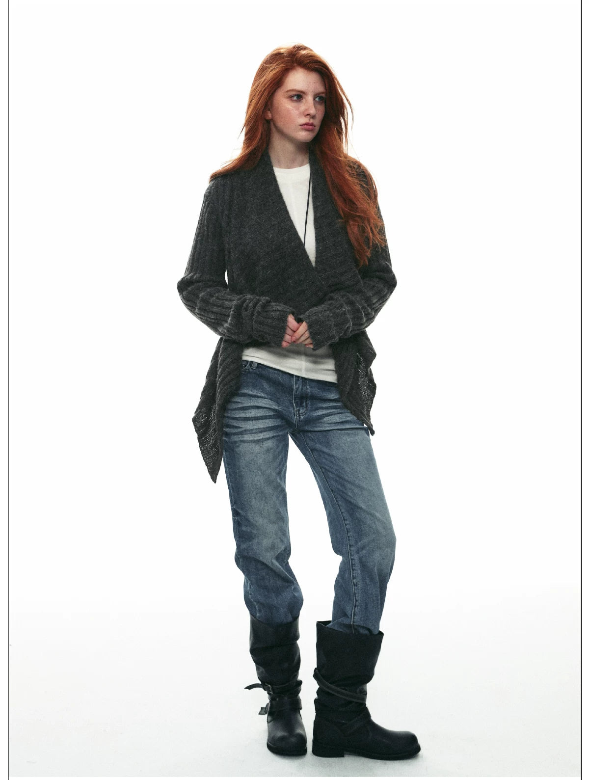 Wool-Alpaca Cable-Knit Cardigan