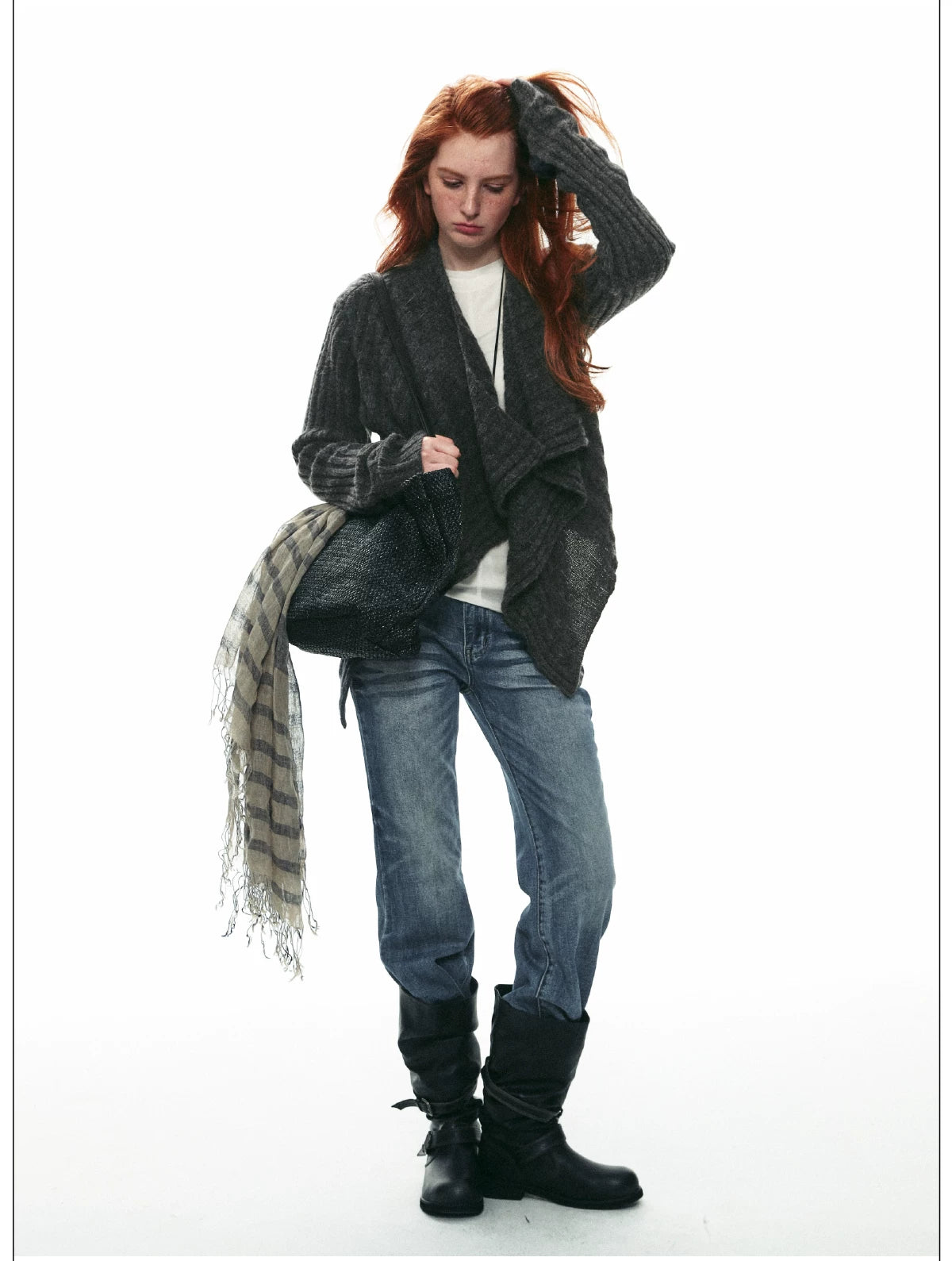 Wool-Alpaca Cable-Knit Cardigan