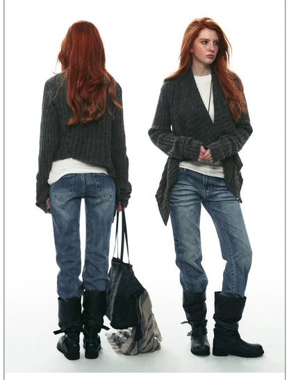 Wool-Alpaca Cable-Knit Cardigan