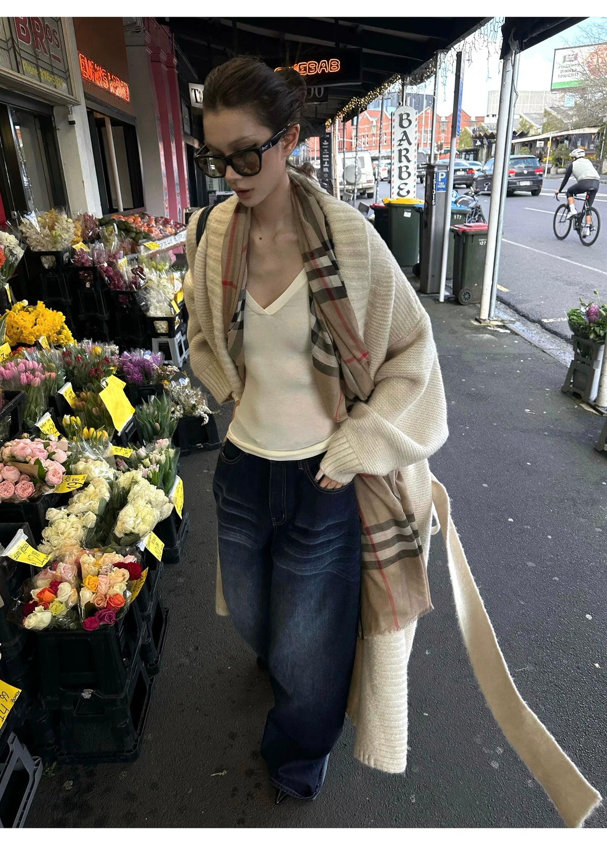 Wool-Blend Longline Knit Cardigan